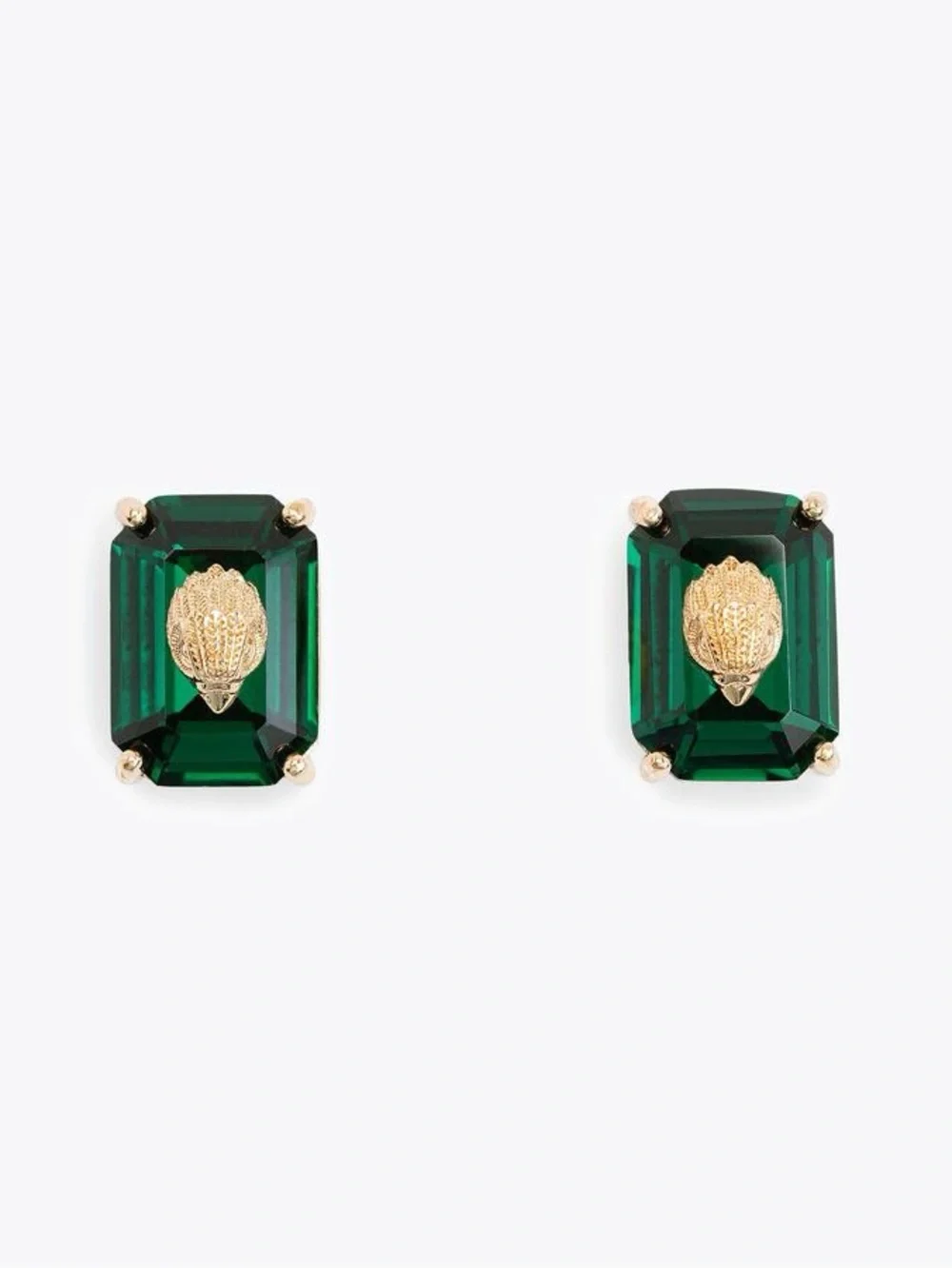 KURT GEIGER London Emerald Cut Crystal Eagle Head Stud Earrings NWT Green
